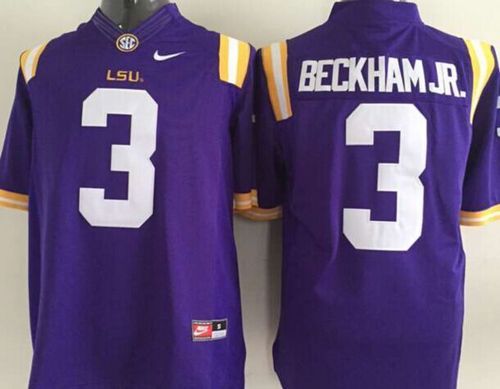 Tigers #3 Odell Beckham Jr Purple Limited Stitched Youth NCAA Jersey - Click Image to Close